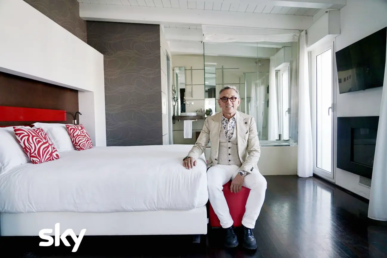 Bruno Barbieri durante le riprese di 4 Hotel all'Hotel Dory di Riccione